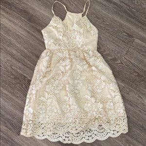 Gold lace and detail dress
